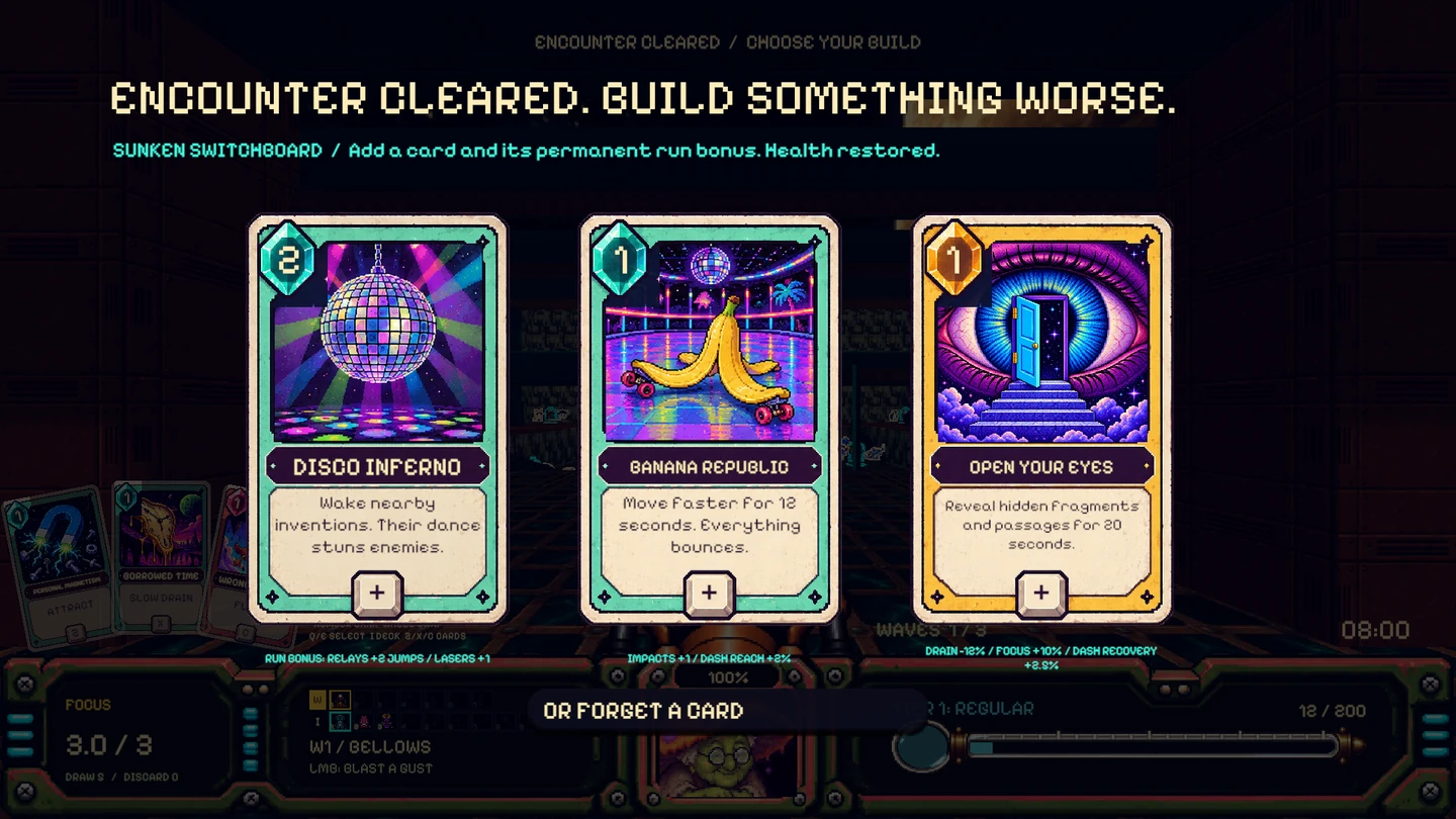 Drafting cards between combat waves
